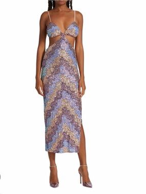SAYLOR Nat Cut Out Sequin Midi Dress